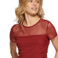 DKNY Women's Sheer Yoke Mesh Top Purple