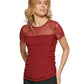 DKNY Women's Sheer Yoke Mesh Top Purple