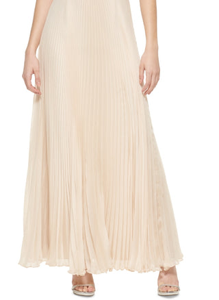 DKNY Women's Embellished Top Pleated Gown Brown Size 10