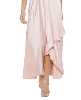 DKNY Women's Satin Faux Wrap Gown Pink Size 4