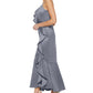 DKNY Women's Ruffled Satin Gown Gray Size 14