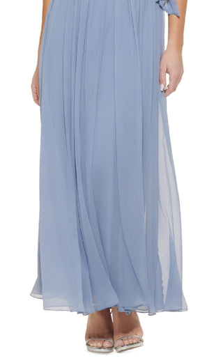 DKNY Women's Embellished Halter Gown Blue Size 4