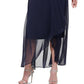 DKNY Women's Balloon Sleeve Faux Wrap Gown Blue Size 10