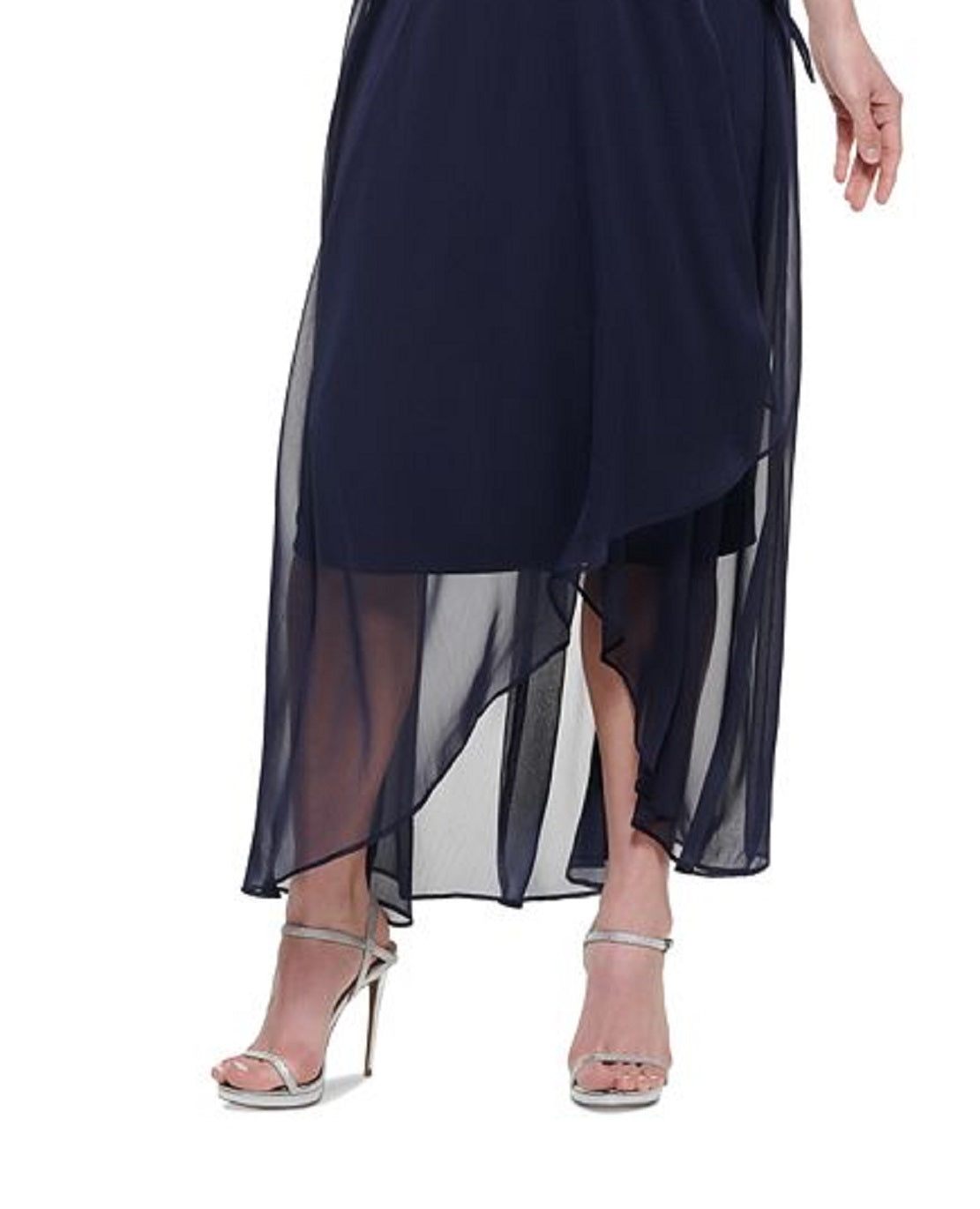 DKNY Women's Balloon Sleeve Faux Wrap Gown Blue Size 10