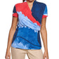 DKNY Women's Printed Wrap Front Top Blue Size Large
