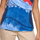 DKNY Women's Printed Wrap Front Top Blue Size Large
