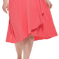 DKNY Women's Ruffled Sleeve Faux Wrap Dress Red Size 16W