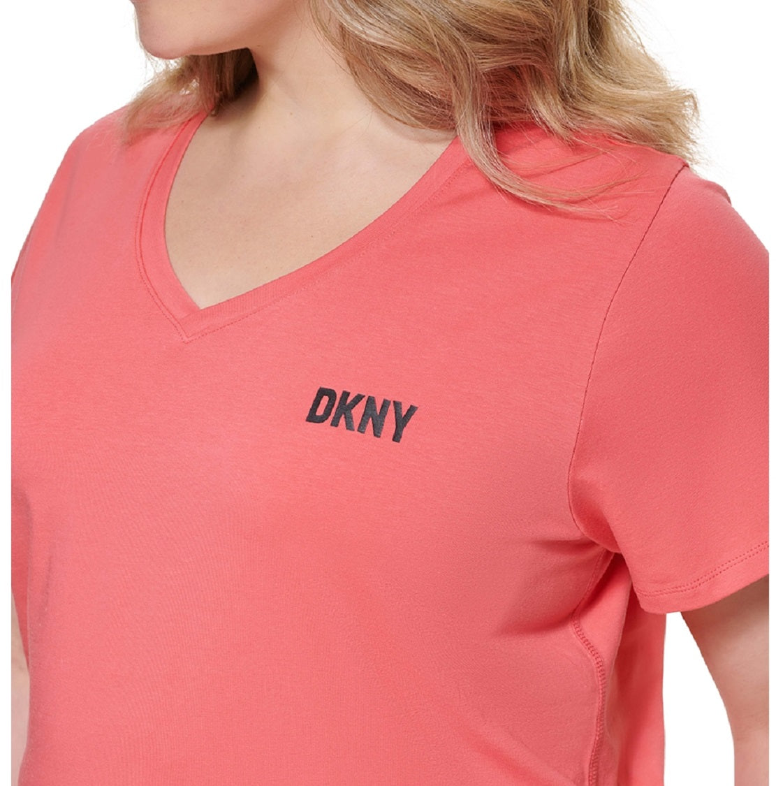 DKNY Women's Logo Tee Red Size 1X