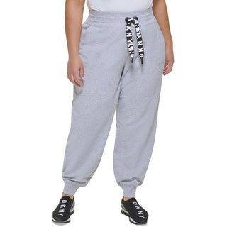 DKNY Women's Logo Drawstring Joggers Gray Size 2X