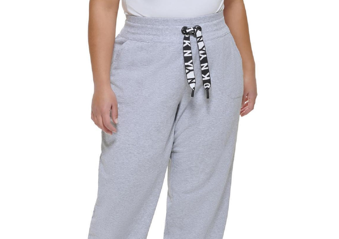 DKNY Women's Logo Drawstring Joggers Gray Size 2X