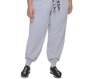 DKNY Women's Logo Drawstring Joggers Gray Size 2X
