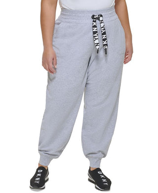 DKNY Women's Logo Drawstring Joggers Gray Size 1X