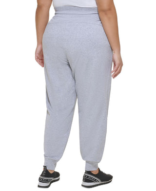 DKNY Women's Logo Drawstring Joggers Gray Size 1X