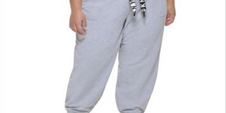 DKNY Women's Logo Drawstring Joggers Gray Size 1X