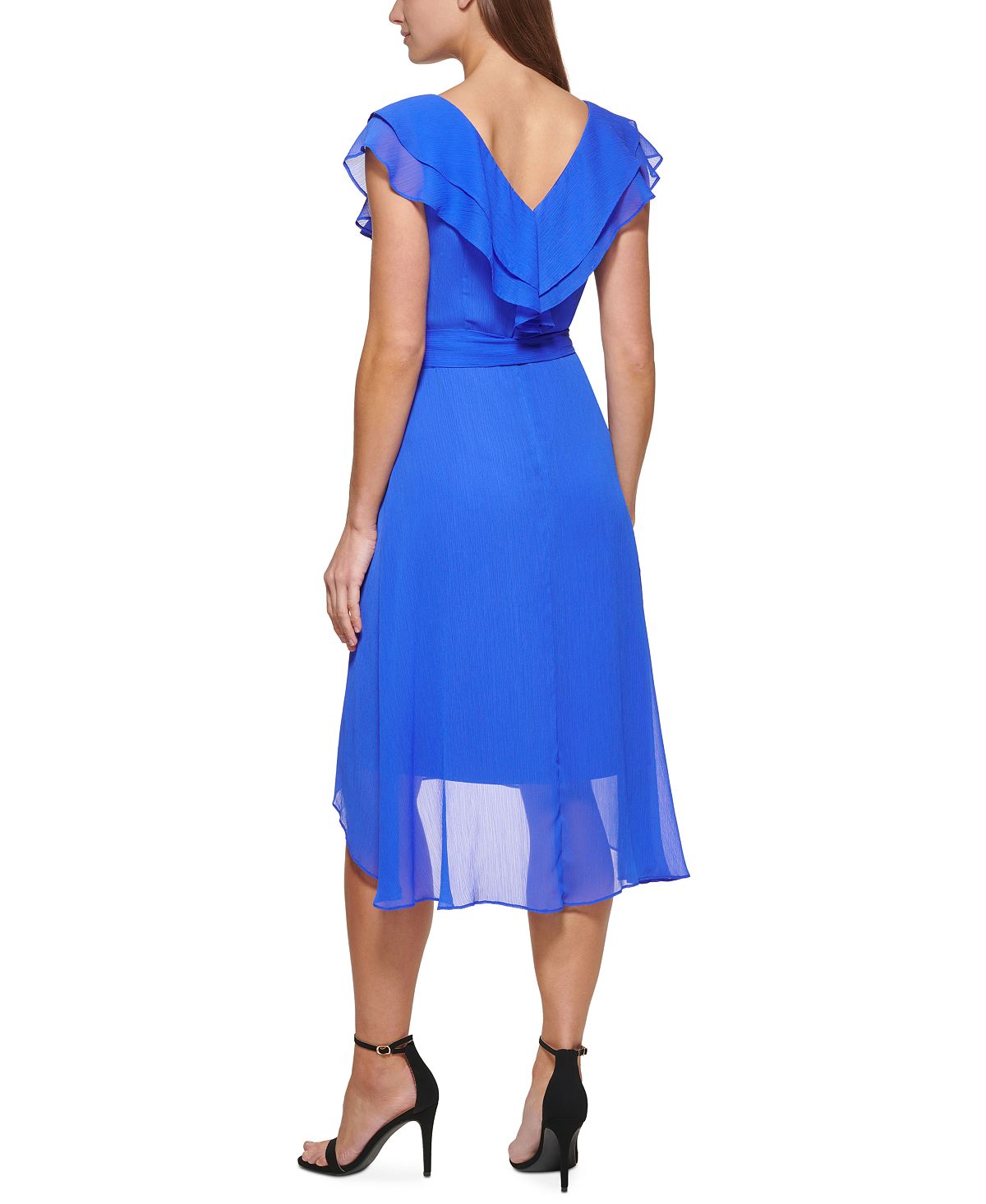 DKNY Women's Ruffled Belted Midi Dress Purple Size 12