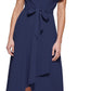 DKNY Women's Flutter Sleeve Faux Wrap Dress Blue Size 10