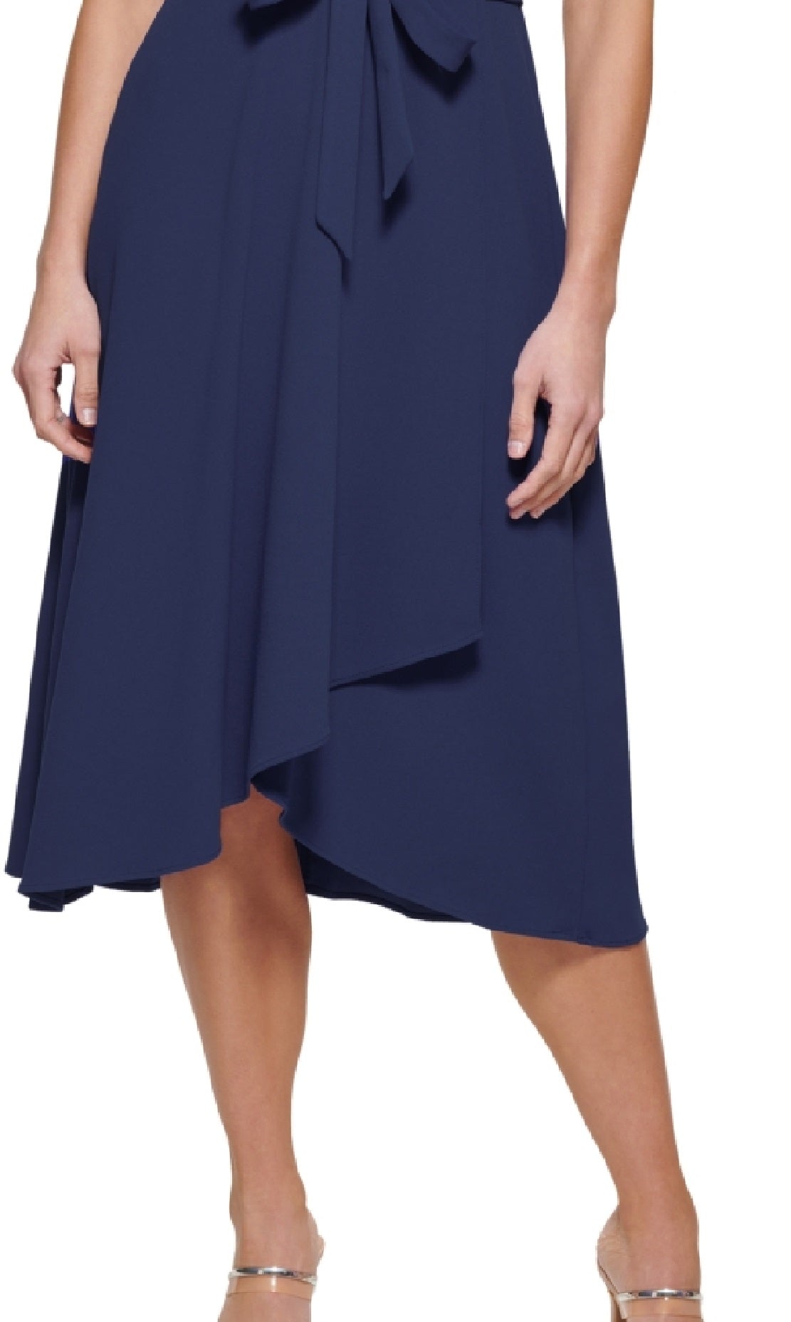 DKNY Women's Flutter Sleeve Faux Wrap Dress Blue Size 10