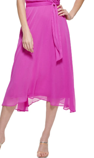 DKNY Women's Gathered Calf Midi Dress Pink Size 4