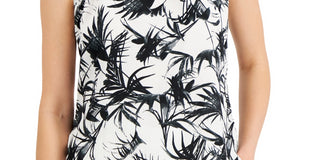 Donna Karan Women's Sateen Floral Print Halter Top Black Size X-Large