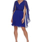 DKNY Women's Chiffon Cape Back Dress Blue Size 14