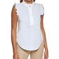 DKNY Women's Ruffled Blouse White Size Large