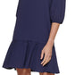 DKNY Women's Ruffled Hem Elbow Sleeve Dress Blue Size 6