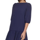 DKNY Women's Ruffled Hem Elbow Sleeve Dress Blue Size 6