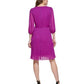 DKNY Women's Solid Tie Front Pleated Dress Pink Size 12