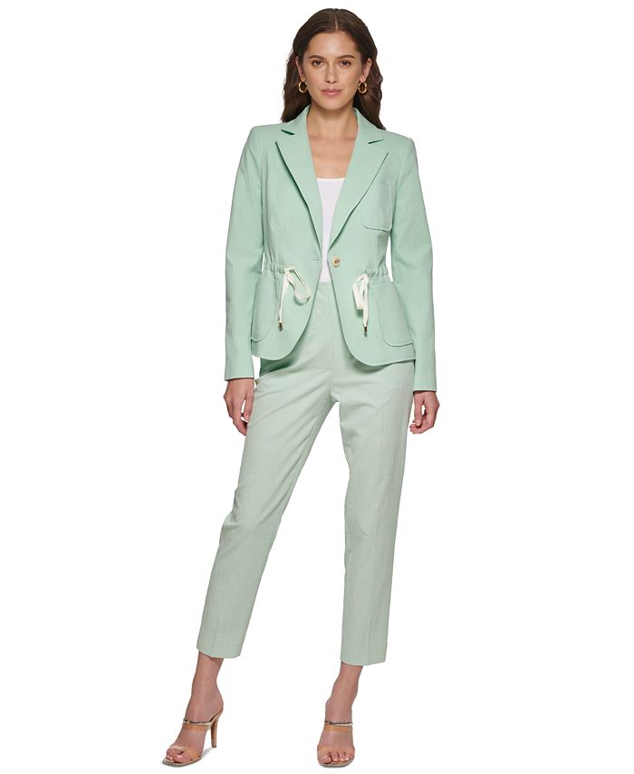 DKNY Women's High Waisted Flat Front Pants Green Size 16