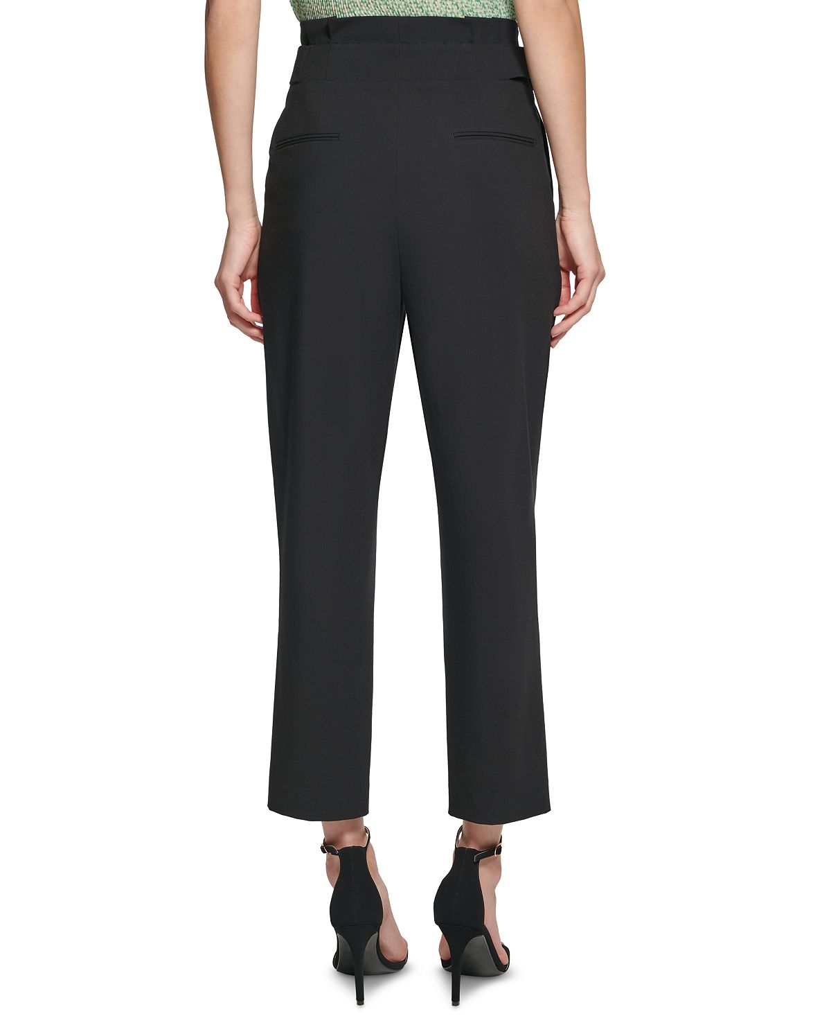 DKNY Women's Two Button Tab Ankle Pants Black Size 12