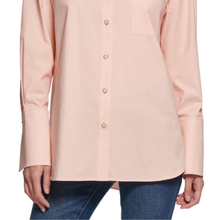 DKNY Women's Oversized Button Up Shirt Orange Size XX-Large