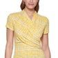 DKNY Women's Printed Wrap Top Yellow Size Large