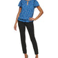 DKNY Women's Dot Print Flutter Sleeve Top Blue Size XX-Large