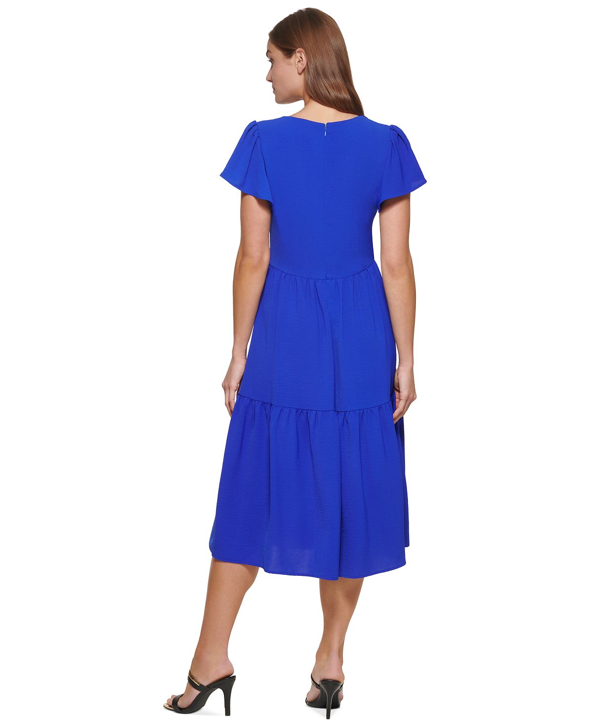 DKNY Women's Tiered Midi Dress Purple Size 12Petite