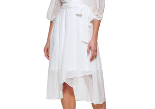 DKNY Women's Clip-Dot Faux-Wrap Midi Dress Size 16