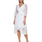 DKNY Women's Clip Dot Faux Wrap Midi Dress White Size 6