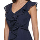 DKNY Women's Ruffled Midi Dress Blue Size 16