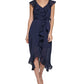 DKNY Women's Ruffled Midi Dress Blue Size 16
