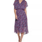 DKNY Women's Floral Print Smocked Midi Dress Purple Size 12