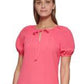DKNY Women's Puff Sleeve Drop Waist Dress Red Size 10