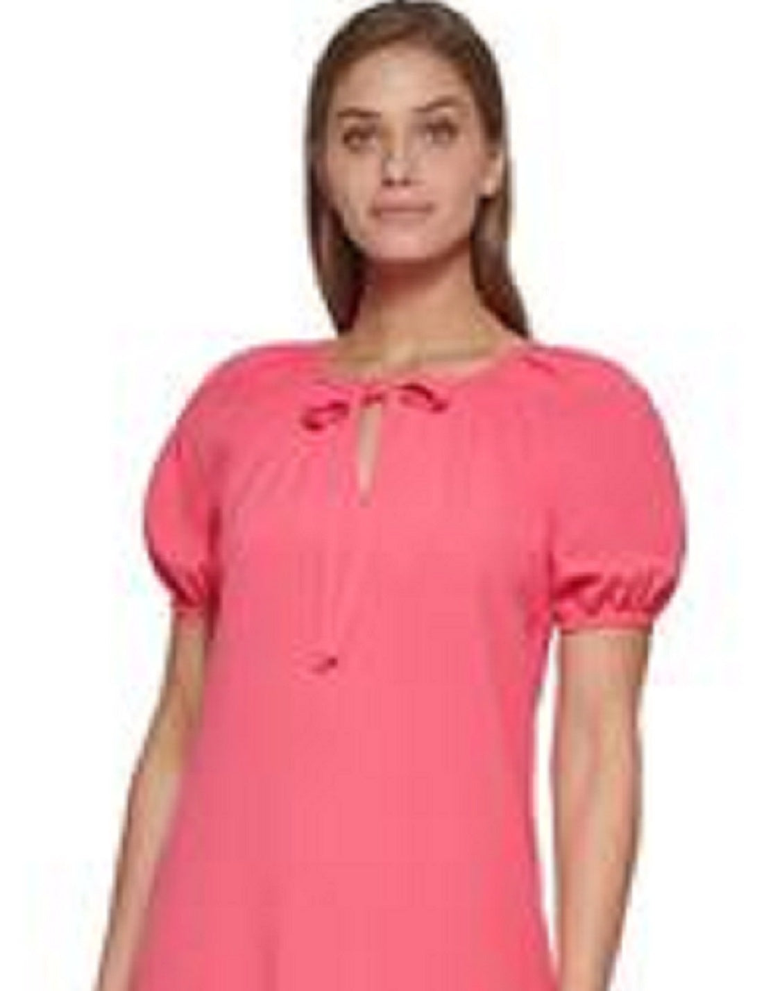 DKNY Women's Puff Sleeve Drop Waist Dress Red Size 10