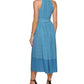 DKNY Women's Halter Border Print Midi Dress Blue Size 12