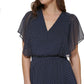 DKNY Women's Dotted Smocked Waist Dress Blue Size 6