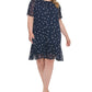 DKNY Women's Embroidered Calf Midi Dress Blue Size 22W