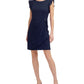 DKNY Women's Flutter Sleeve Sarong Sheath Dress Blue Size 10Petite