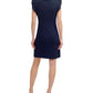 DKNY Women's Flutter Sleeve Sarong Sheath Dress Blue Size 10Petite