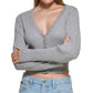 DKNY Women's Cropped Fitted Cardigan Gray Size X-Small