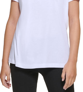 DKNY Women's Metallic Logo T-Shirt White Size XX-Small