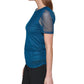 DKNY Women's Ruched Sheer Sleeve Top Blue Size Petite Medium