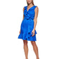 DKNY Women's Ruffled Faux Wrap Dress Blue Size 8